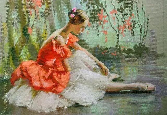 舞姿律动，俄罗斯画家阿纳斯塔西娅的色粉芭蕾，画面效果太棒了