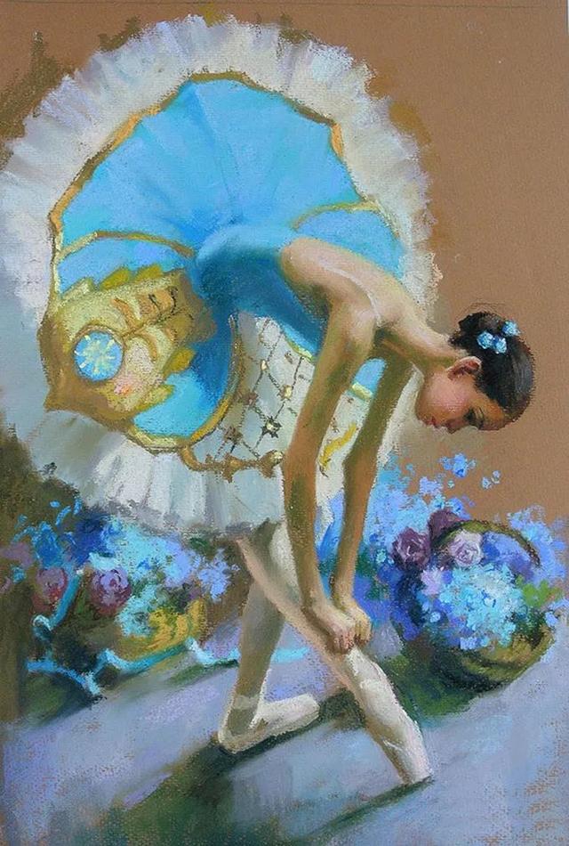 舞姿律动，俄罗斯画家阿纳斯塔西娅的色粉芭蕾，画面效果太棒了